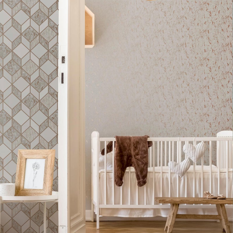 Graham & Brown 106401 Milan Texture Rose Gold and Grey Wallpaper, 1000cm length x 52cm Wide - Image 5